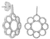 ESTATE .65CT DIAMOND 14KT WHITE GOLD MULTI CIRCULAR FLOWER FUN HANGING EARRINGS