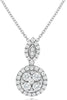 ESTATE .98CT DIAMOND 18KT WHITE GOLD ROUND CLUSTER FLORAL LEAF FLOATING PENDANT
