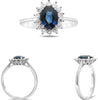 1.85CT DIAMOND & AAA SAPPHIRE 14K WHITE GOLD OVAL & ROUND FLOWER ENGAGEMENT RING