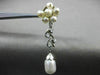 ANTIQUE LARGE .25CT DIAMOND & AAA SOUTH SEA PEARL 18KT WHITE GOLD LEAF EARRINGS