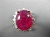 LARGE 11.52CT DIAMOND & AAA CABOCHON RUBY 14KT WHITE GOLD PRINCESS DIANA RING
