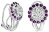 ESTATE 1.10CT DIAMOND & AAA RUBY 14K WHITE GOLD CLASSIC FLOWER FILIGREE EARRINGS