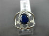 ESTATE 1.53CT DIAMOND & AAA SAPPHIRE 14K WHITE GOLD 3D OVAL HALO ENGAGEMENT RING