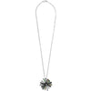3.11CT MULTI COLOR DIAMOND & AAA TSAVORITE 18K WHITE & BLACK GOLD FLOWER PENDANT