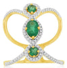 WIDE 1.03CT DIAMOND & AAA EMERALD 14KT YELLOW GOLD 3D OVAL & ROUND INFINITY RING