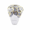 ESTATE 1.38CT DIAMOND 18KT 2 TONE GOLD 3D MULTI ROW MULTI SHAPE PAVE FUN RING