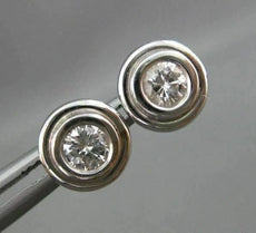 ESTATE .50CT DIAMOND 14KT WHITE GOLD BEZEL STUD EARRINGS 8mm BEAUTIFUL!! #96405