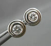 ESTATE .50CT DIAMOND 14KT WHITE GOLD BEZEL STUD EARRINGS 8mm BEAUTIFUL!! #96405