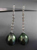 ESTATE LARGE .36CT DIAMOND 18KT WHITE GOLD AAA TAHITIAN PEARL ELONGATED EARRINGS