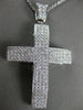 EXTRA LARGE 2.16CT DIAMOND 18KT WHITE GOLD CLASSIC MULTI ROW PAVE CROSS PENDANT