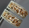 WIDE .19CT DIAMOND 14KT WHITE & ROSE GOLD OVAL LOVE KNOT HUGGIE HANGING EARRINGS