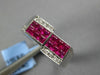 1.54CT DIAMOND & AAA RUBY 18KT WHITE GOLD 3D ROUND & PRINCESS DOUBLE SQUARE RING