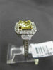 ESTATE 2.47CT FANCY YELLOW DIAMOND 18K TWO TONE GOLD 3D FILIGREE ENGAGEMENT RING