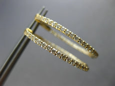 ESTATE 1.57CT DIAMOND 14KT YELLOW GOLD CLASSIC INSIDE OUT HOOP HANGING EARRINGS