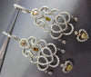ESTATE LARGE 3.66CT DIAMOND 18KT TWO TONE GOLD CHANDELIER HEART HANGING EARRINGS