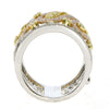 LARGE .67CT WHITE PINK & FANCY YELLOW DIAMOND 18K TRI COLOR GOLD MULTI LEAF RING
