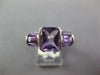 LARGE 3CT AAA AMETHYST 14KT WHITE GOLD CUSHION & EMERALD CUT SEMI BEZEL FUN RING
