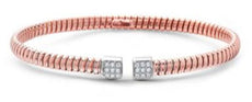 .15CT DIAMOND 18KT WHITE & ROSE GOLD CLUSTER SQUARE FLEXIBLE FUN BANGLE BRACELET