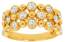 ESTATE WIDE .75CT DIAMOND 14K YELLOW GOLD 3D 3 ROW BEZEL ETOILE ANNIVERSARY RING