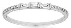 .17CT DIAMOND 14KT WHITE GOLD ROUND & BAGUETTE 3 STONE CHANNEL ANNIVERSARY RING