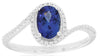.98CT DIAMOND & AAA TANZANITE 14KT WHITE GOLD OVAL & ROUND HALO ENGAGEMENT RING