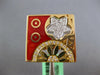 LARGE .45CT DIAMOND & ENAMEL 18K 2 TONE GOLD 3D STAR & MOON SQUARE FILIGREE RING