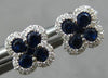 SMALL .52CT DIAMOND & AAA SAPPHIRE 14KT WHITE GOLD CLASSIC FLOWER STUD EARRINGS