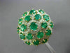ESTATE LARGE 4.87CT DIAMOND & AAA EMERALD 18KT 2 TONE GOLD FLOWER CLUSTER RING
