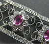 ESTATE WIDE 4.47CT DIAMOND & AAA PINK SAPPHIRE 14KT WHITE GOLD FLORAL BRACELET