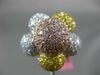 ESTATE EXTRA LARGE 7.21CT MULTI COLOR DIAMOND 18K TRI COLOR GOLD FLOWER FUN RING
