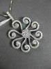 ANTIQUE 1.48CT DIAMOND 18K WHITE GOLD FLOATING FLOWER CHANDELIER PENDANT & CHAIN
