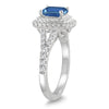 1.45CT DIAMOND & AAA SAPPHIRE 14K WHITE GOLD EMERALD CUT & ROUND ENGAGEMENT RING