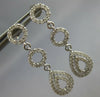 .95CT DIAMOND 14K WHITE GOLD 3D CIRCLE OF LIFE DOUBLE TEAR DROP HANGING EARRINGS