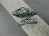 ESTATE LARGE .24CT MULTI COLOR DIAMOND & AAA RUBY 18KT BLACK GOLD SNAKE FUN RING