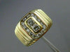 ESTATE WIDE .50CT DIAMOND 18K YELLOW GOLD RECTANGULAR GYPSY MENS RING E/F #25400