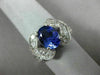 ESTATE LARGE 3.58CT DIAMOND & AAA OVAL TANZANITE 14KT WHITE GOLD ENGAGEMENT RING