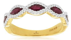 1.02CT DIAMOND & AAA RUBY 14K YELLOW GOLD MARQUISE & ROUND ANNIVERSARY LOVE RING