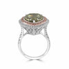 EXTRA LARGE 11.03CT WHITE PINK & GREEN DIAMOND 18KT WHITE & ROSE GOLD HALO RING
