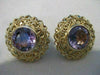 LARGE ANTIQUE 2OCTW AMETHYST 14K YELLOW GOLD FILIGREE CLIP EARRINGS 25MM #769