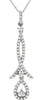 ESTATE .31CT DIAMOND 14KT WHITE GOLD TEAR DROP CRISS CROSS LOVE FLOATING PENDANT
