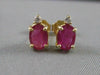 ANTIQUE 1.49CTW DIAMOND RUBY 14KT YELLOW GOLD OVAL STUD POST EARRINGS #4484