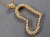 ESTATE LARGE .6CT DIAMOND 18K ROSE GOLD CLASSIC OPEN HEART FLOATING LOVE PENDANT
