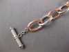 LARGE & LONG .98CT DIAMOND 14KT WHITE & ROSE GOLD OVAL LINK TOGGLE LOVE BRACELET