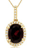 ESTATE 3.18CT DIAMOND & AAA GARNET 14KT YELLOW GOLD OVAL HALO FLOATING PENDANT