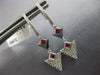 ESTATE .54CT DIAMOND & AAA RUBY 14KT WHITE GOLD TRIANGULAR FUN HANGING EARRINGS
