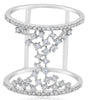 ESTATE WIDE .56CT DIAMOND 14KT WHITE GOLD 3D CLUSTER FLORAL FUN RING