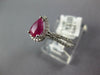 .94CT DIAMOND & AAA RUBY 14KT WHITE GOLD PEAR SHAPE & ROUND HALO FRIENDSHIP RING