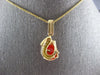 .15CT DIAMOND & AAA CORAL 18KT YELLOW GOLD 3D TEAR DROP FLOATING PENDANT #27182