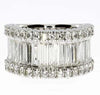 WIDE 1.46CT DIAMOND 18KT WHITE GOLD 3D ROUND & BAGUETTE 3 ROW ANNIVERSARY RING