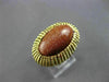 ANTIQUE WIDE & LARGE AAA GOLDSTONE 14KT YELLOW GOLD 3D SOLITAIRE FUN RING #24322